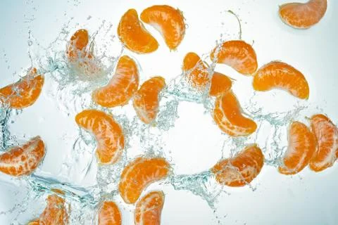 Oranges Water Splash Stock Photos