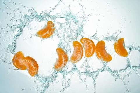 Oranges Water Splash Stock Photos