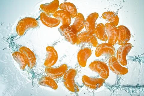Oranges Water Splash Stock Photos