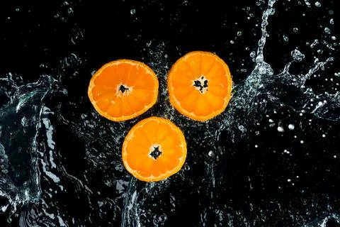 Oranges Water Splash Stock Photos