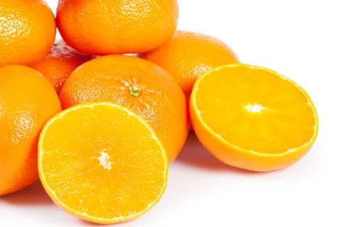 Oranges on white background 스톡 사진