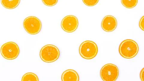 Oranges on a white background. Slices of oranges. Foto stock