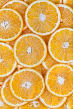 Oranges without pips cut into slices Foto stock