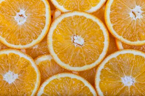 Oranges without pips cut into slices Stock Photos
