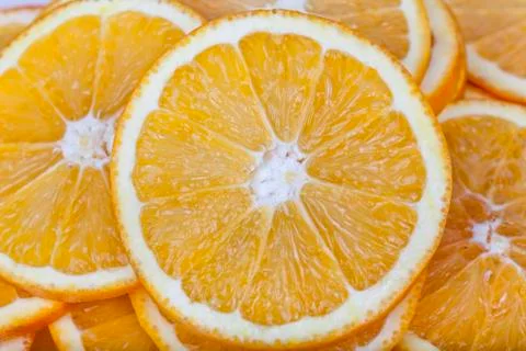 Oranges without pips cut into slices Stock Photos
