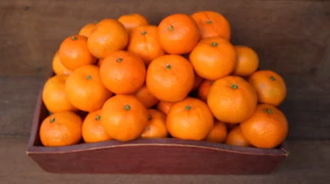 Oranges in wooden tray. Stock Footage 44986382