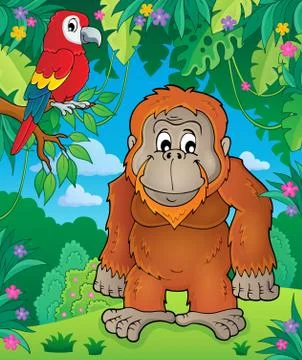 Orangutan theme image - eps10 vector illustration. Stockillustratie