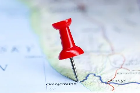 Oranjemund, Namibia pin on map Stock Photos