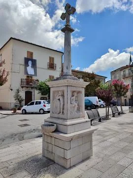 Oratino - Croce viaria in Piazza Giordano Stock Photos