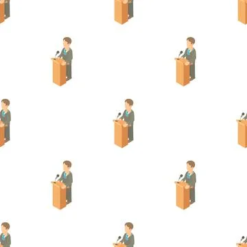 Orator speaking from tribune pattern seamless vector 库存插图