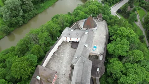 Orava Castle, drone flight from the top to the castle courtyard. Stock Footage 244638956