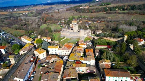 Orbit-4K-Aerial drone view Staggia Castle Siena Tuscany Italy Stock Footage 188465348
