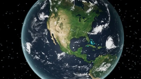Orbit around the Earth from North America to Australia with composite layers Stock Footage