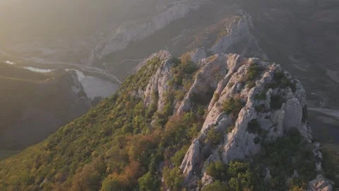 Orbit Around Giant Stone Arch At Sunset 4K 60fps Stock Footage 337413855