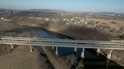 Orbit around highway bridge Stock Footage 72921251