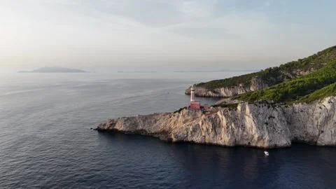 Orbit around Lighthouse of Punta Carena, Capri Stock Footage 274433276