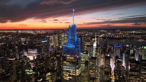 Orbit Around One Vanderbilt With Midtown Lit Below Vidéo 345290910