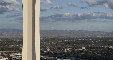 Orbit building to Reveal Las Vegas Blvd and Airport Stock Footage