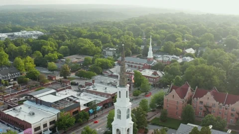 Orbit of Chapel Hill North Carolina. UNC university campus in NC, USA. Stock Footage