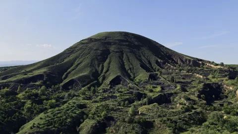 Orbit Counterclockwise Volcano Cinder Cone Gullies 4K HLG Stock Footage 343997527
