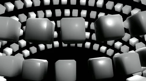 Orbit cube greyscale Stock Footage 55214462