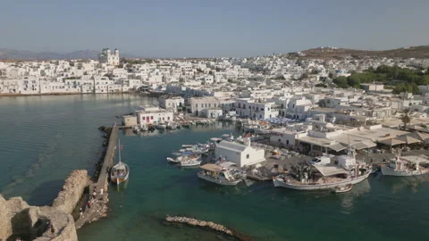 Orbit Drone View of Naoussa Harbor in Paros, Greece Stock-Footage 289603686
