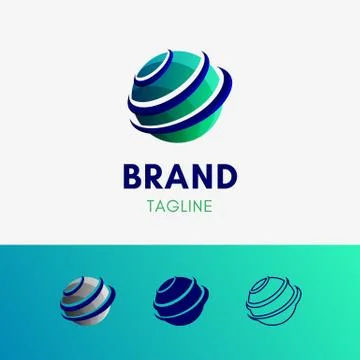 Orbit Ellipse Logo template icon symbol in modern green nature color Stock Illustration