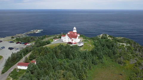 An orbit of the Long Point Lighthouse at Crow Head, Part 2 Stock Footage 228683374