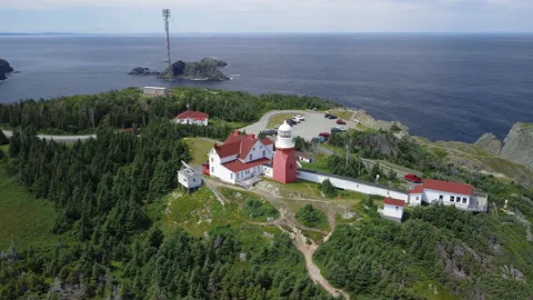 An orbit of the Long Point Lighthouse at Crow Head, Part 4 Stock Footage 228684648