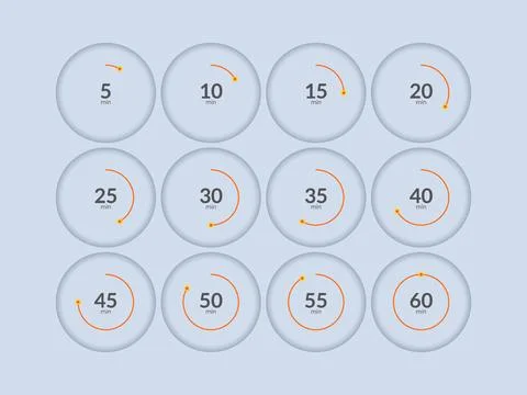 Orbit minimal circular countdown timer set Stock Illustration