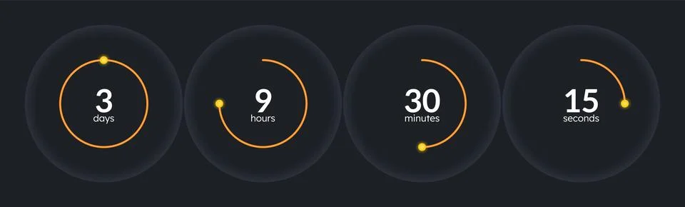 Orbit minimal countdown timer set on dark background 库存插图