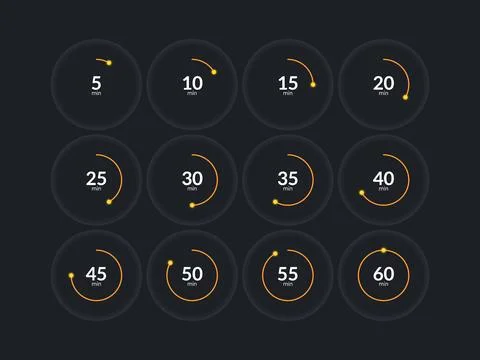 Orbit minimal countdown timer set on dark background 库存插图
