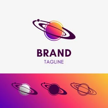 Orbit Planet Logo template icon symbol in modern gradient multicolor Stock Illustration