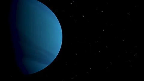 Orbit of planet Neptune and his moons. Stock Footage 142402799