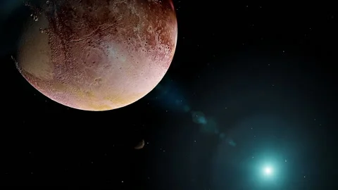 Orbit of planet Pluto and one of his moons. Stock Footage 133210985