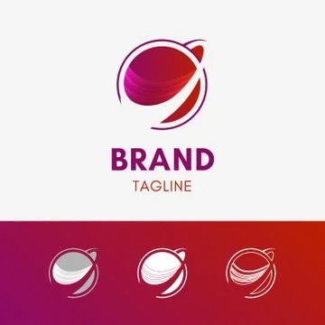 Orbit Planet Swash Logo template icon symbol in modern gradient multicolor Stock Illustration
