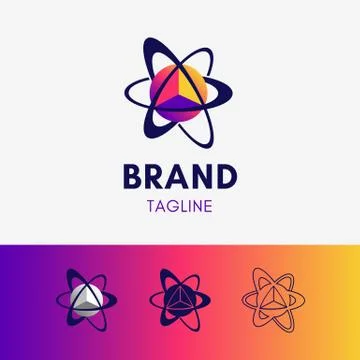 Orbit Planet Triangle Logo template icon symbol in modern gradient multicolor Stock Illustration