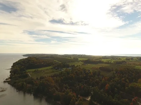 Orbit right from Lake to Coast Stock Footage 76010736