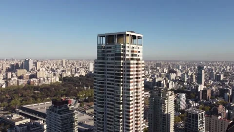 Orbit Shot Of Palermo Park And Le Parc High Rise Skyscraper In Buenos Video stock 228192081