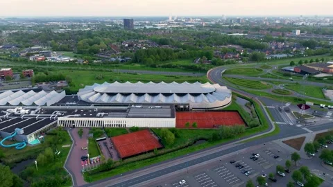 Orbit Skating Rink and Multifunction Sportcenter Kardinge Close to City Stock Footage 244679504