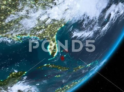 Orbit view of Bahamas at night Stock Photos