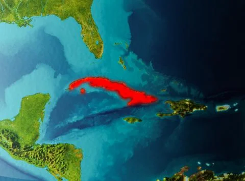 Orbit view of Cuba Stock Illustration