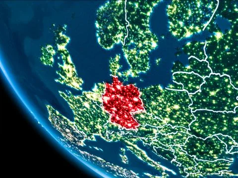 Orbit view of Germany at night Illustrazione stock
