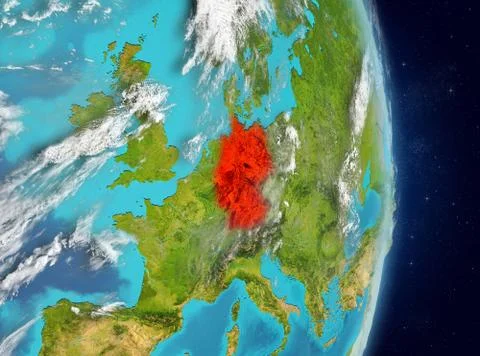 Orbit view of Germany in red Illustrazione stock