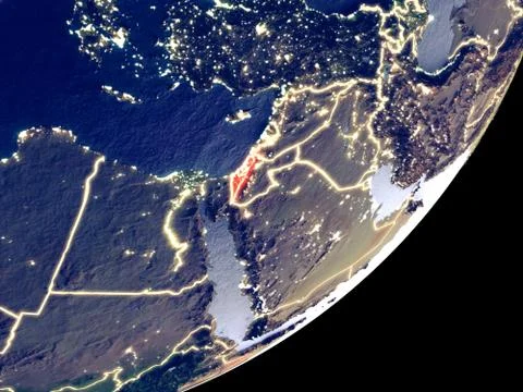 Orbit view of Israel at night Illustrazione stock