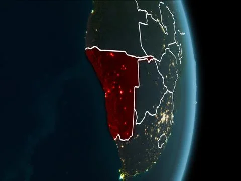 Orbit view of Namibia at night Stock Illustration