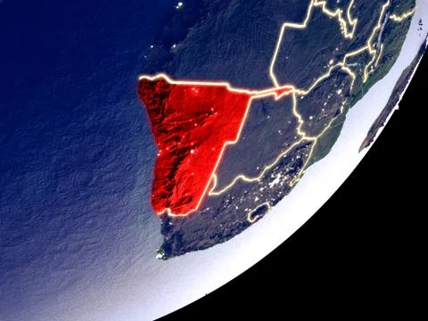 Orbit view of Namibia at night Stock Illustration