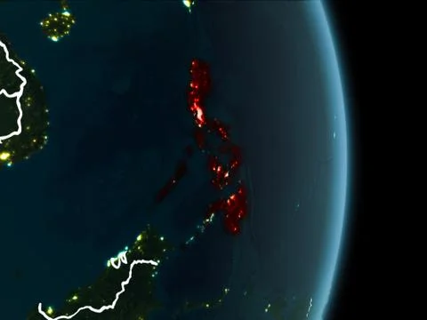 Orbit view of Philippines at night Illustrazione stock