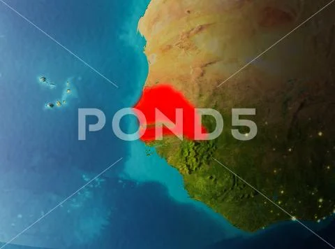 Orbit view of Senegal Stock Photos