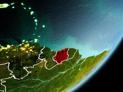 Orbit view of Suriname Stock Illustration
